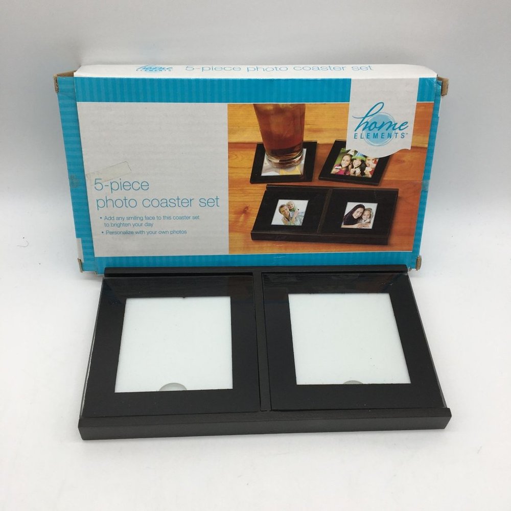 Coaster Photo Set 5 Piece Home Elements Black In box